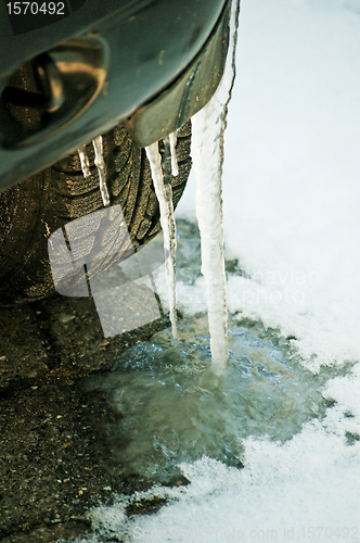 Image of tire with icecycle