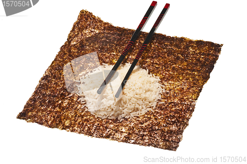 Image of seaweed and rice for sushi