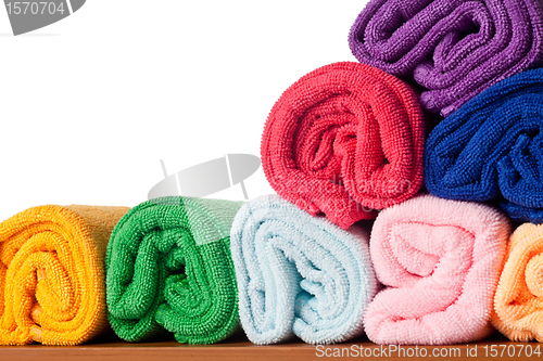 Image of Rolls of colorful microfiber towels