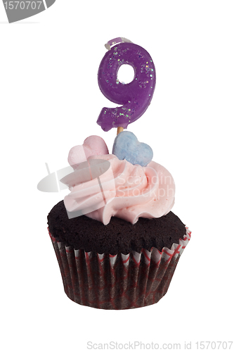 Image of Mini cupcake with number nine candle