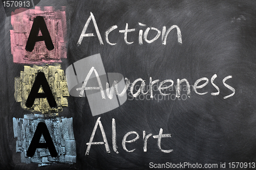 Image of Acronym of AAA for Action,Awareness,Alert