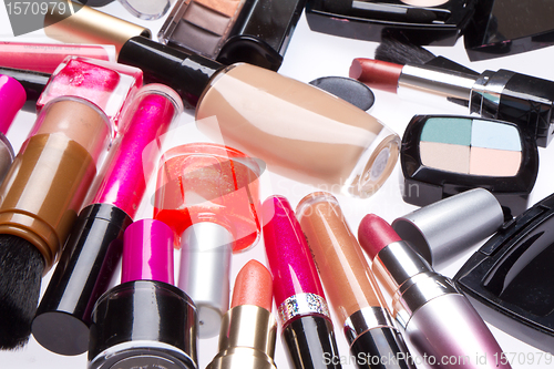 Image of set of cosmetic makeup products