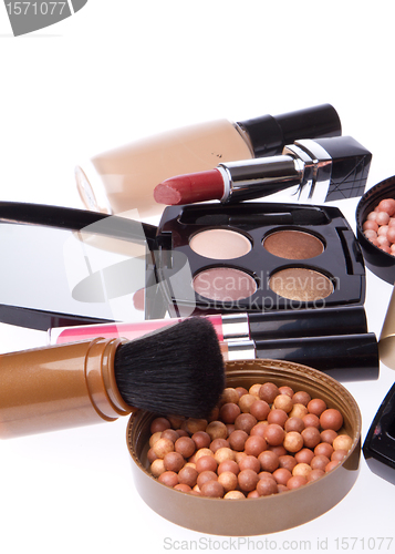 Image of set of cosmetic makeup products