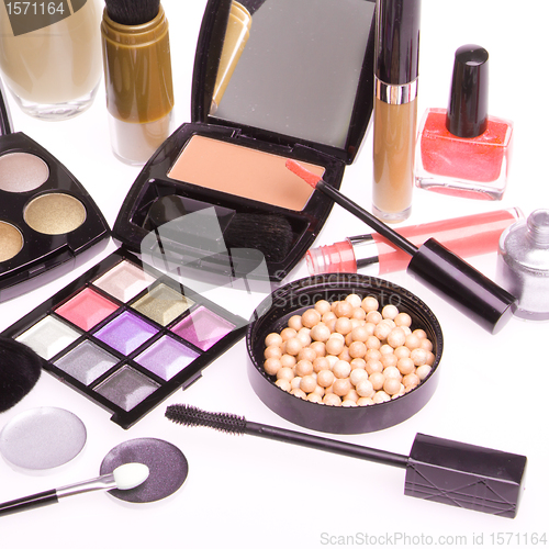 Image of set of cosmetic makeup products