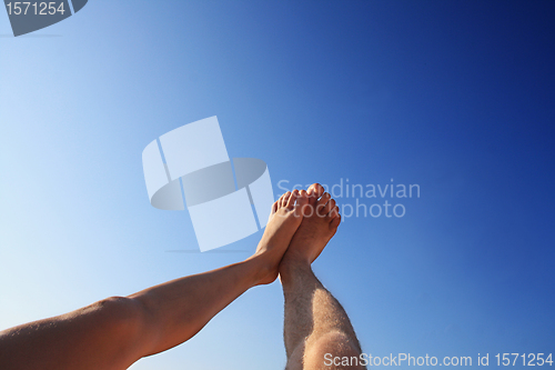 Image of foot high direction sky