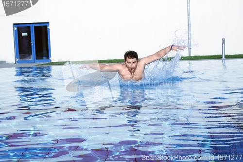 Image of dynamic swimmer in pool