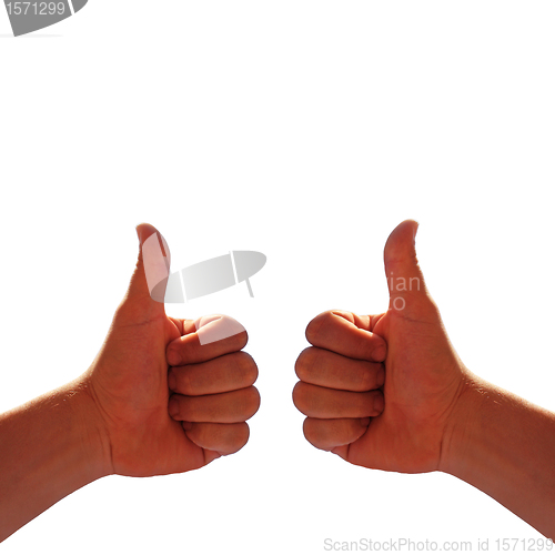 Image of two hands on white background