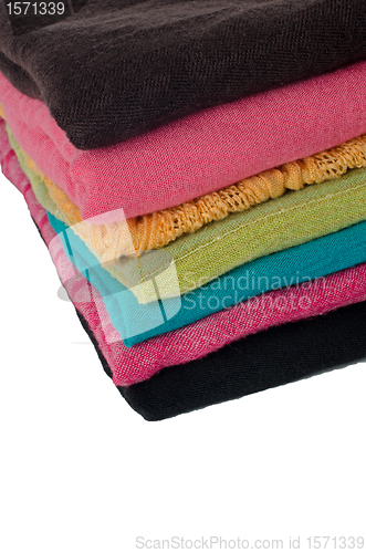 Image of Pile of colorful scarves