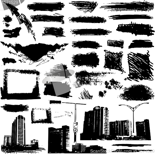 Image of Vector set of grunge elements and urban design