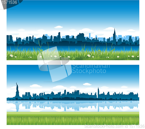 Image of Cityscapes silhouettes background