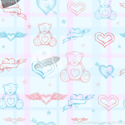 Image of Seamless baby pattern with teddy bear