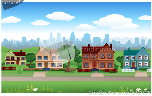 Image of House background with cityscape behind