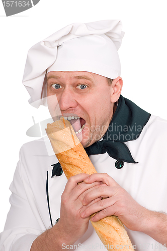 Image of funny chef with loaf