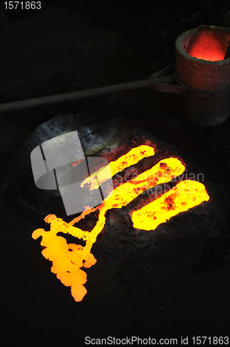 Image of Foundry - molten metal in mould - leftover