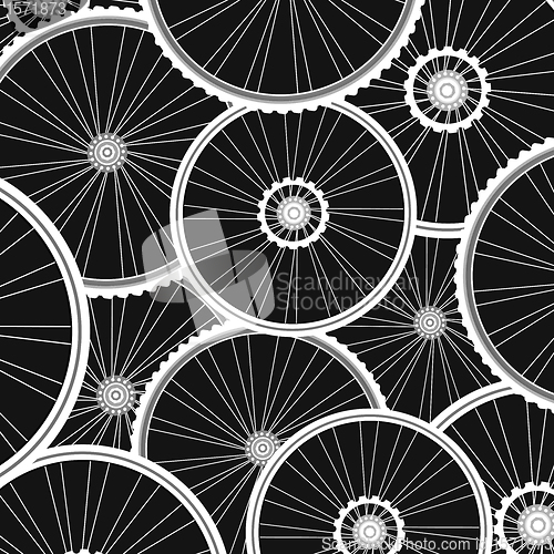 Image of Bicycle background from many white wheels vector