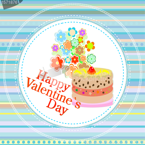 Image of Celebration background with valentine`s cake