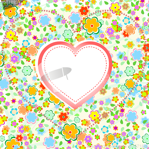 Image of Valentines Day Heart with Flower background, vector