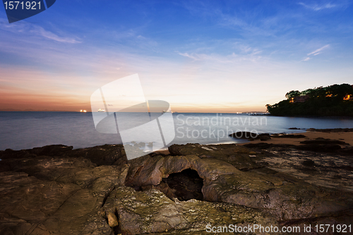 Image of Coast of ocean before dawn - landscape