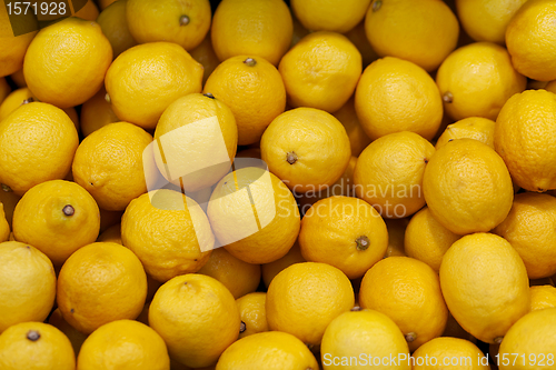 Image of Lemons on the market counter - background