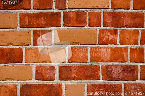 Image of Background of red color brick wall closeup 