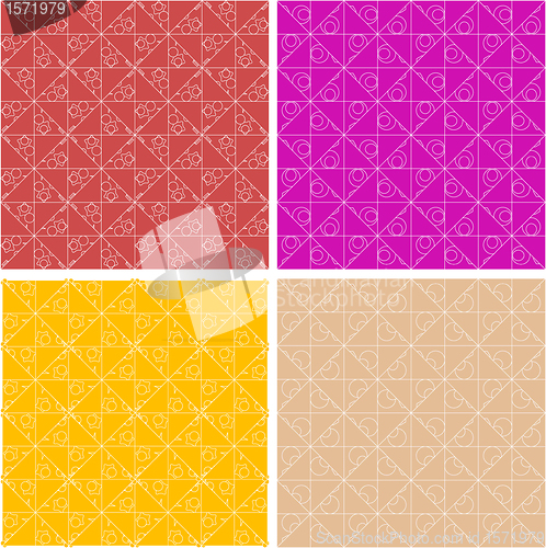 Image of Abstract seamless decorative floral patterns set