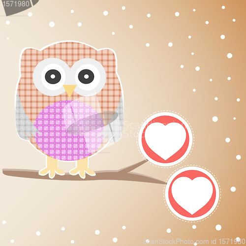 Image of Cute Owl On The Branch with love heart