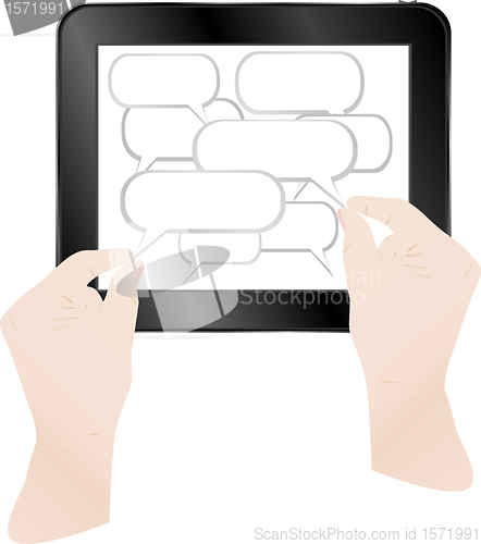 Image of Concept cloud with computer tablet pc. Vector