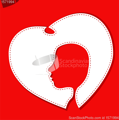 Image of female face head in a white heart vector