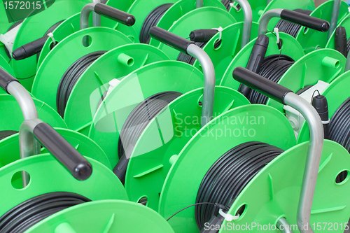 Image of Group of cable reels for new fiber optic installation