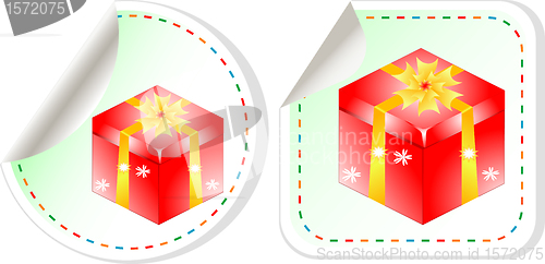 Image of gift boxes stickers set over white background