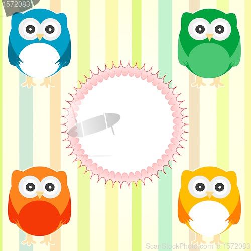 Image of Vector cute owl card. Baby arrival announcement