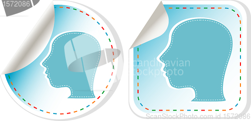 Image of Beautiful woman head silhouette. vector sticker set