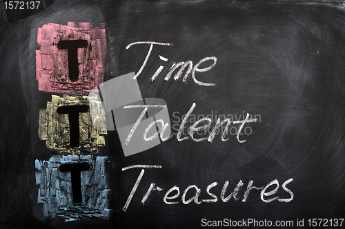 Image of Acronym of TTT for Time, Talent, Treasures