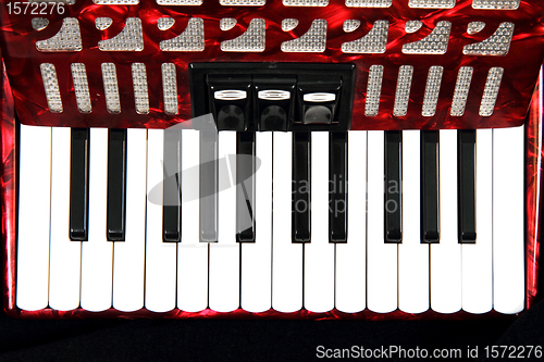 Image of red accordion detail