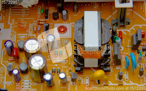 Image of electronic board with  parts