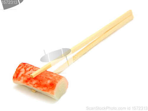 Image of sushi on chopstick