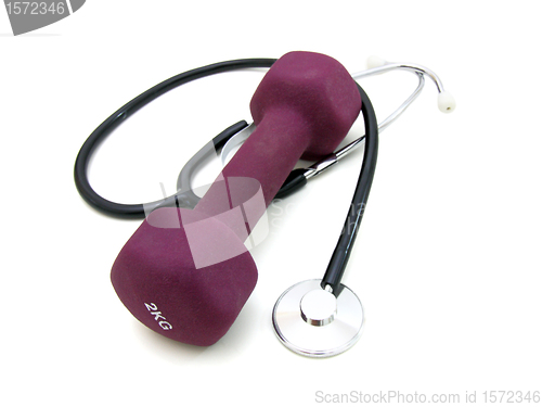 Image of Stethoscope and dumbbell