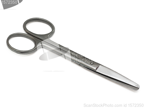 Image of Metal medical shears on a white background