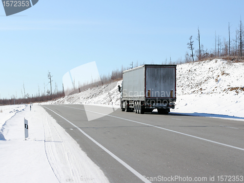 Image of The truck on a winter road.