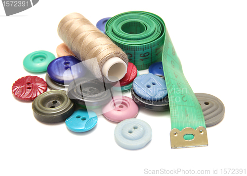 Image of sewing tools on white background