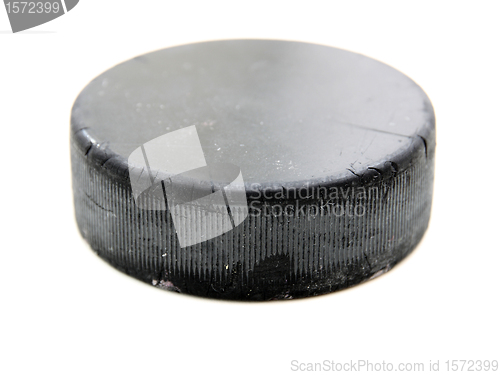 Image of Black old hockey puck