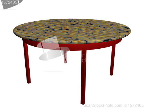 Image of Round table with four legs.