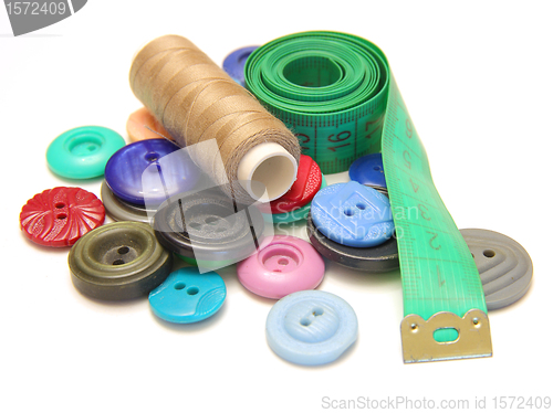 Image of sewing tools on white background