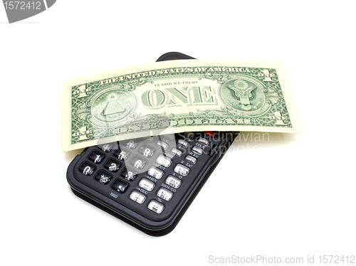 Image of Calculator and one dollar