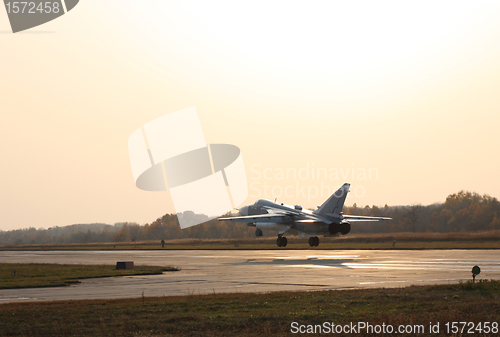 Image of Military jet bomber airplane Su-24 Fencer 