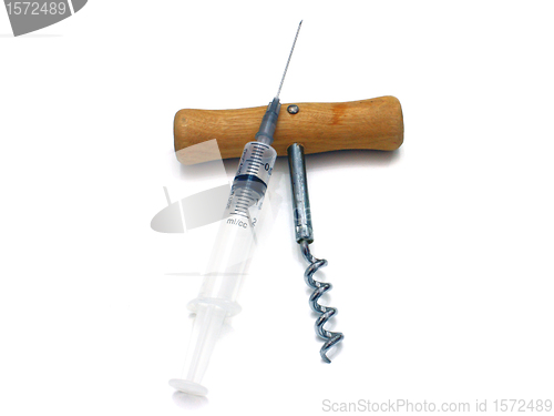 Image of Syringe and corkscrew