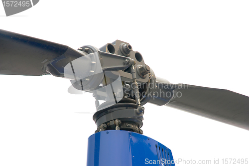 Image of blade and blue helicopter gearbox