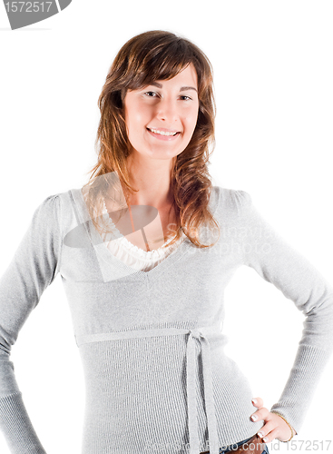 Image of Young beautiful brunette woman