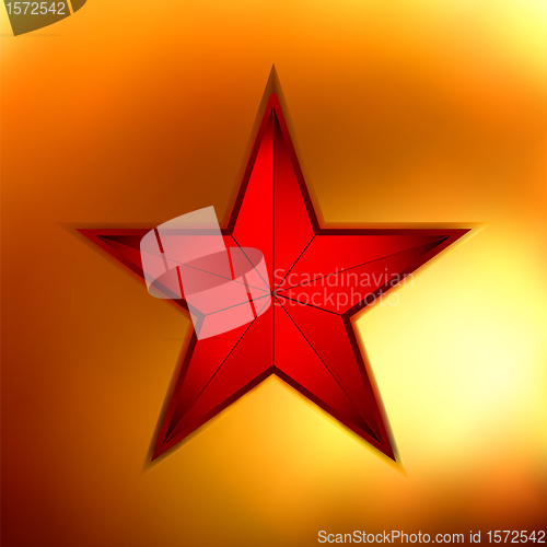 Image of illustration of a Gold star on red. EPS 8