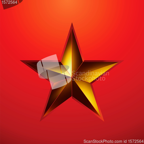 Image of illustration of a Gold star on red. EPS 8